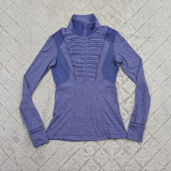Lululemon Jacket Womens 6 Purple Stripe Run Your Heart Out Pullover ½ Zip - Picture 1 of 9